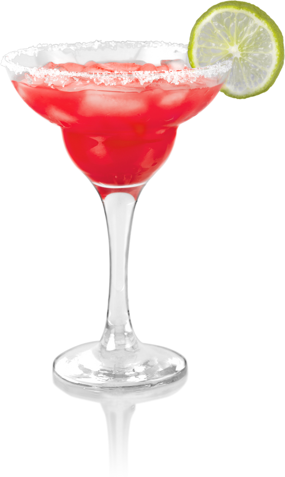 Red Cocktail with Lime Isolated on White Background